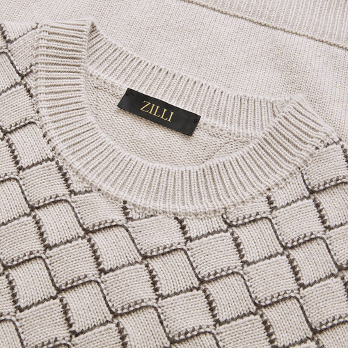 Pale fawn round neck “Tart stitch” sweater