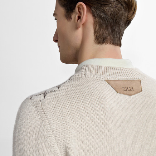 Pale fawn round neck “Tart stitch” sweater