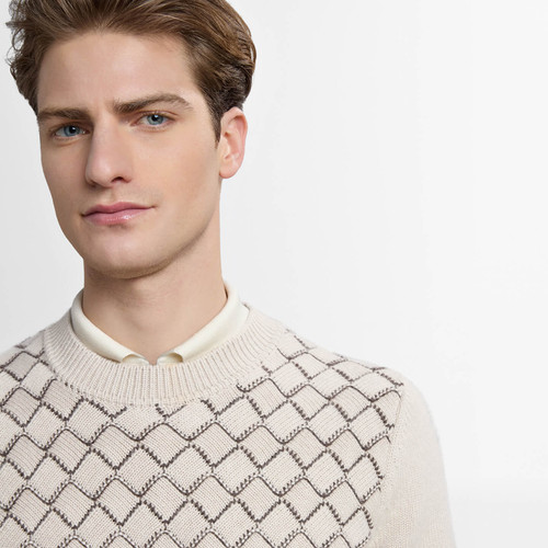 Pale fawn round neck “Tart stitch” sweater