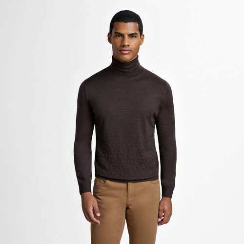 Chocolate brown "Vanished argyle" turtleneck sweater Chocolate brown "Vanished argyle" turtleneck sweater