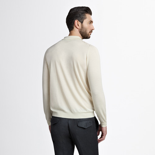 Blonde fawn “Raising Ruffle” zipped polo shirt