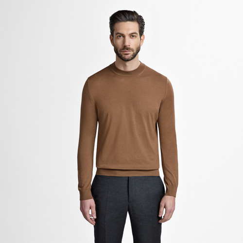 Pull col demi-cheminée "Lion Piquet" café