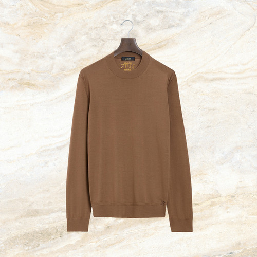 Coffee "Lion Piquet" half-mock neck sweater