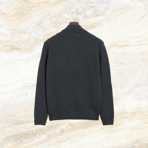 Charcoal “Leather stitching” zipped cardigan