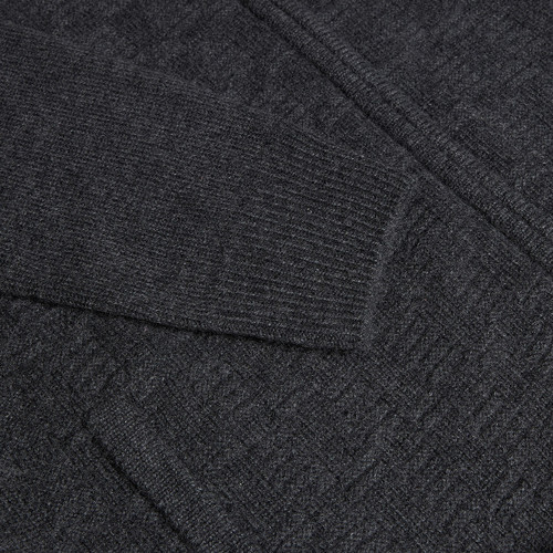 Charcoal “Leather stitching” zipped cardigan
