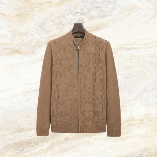 Cappuccino “Leather stitching” zipped cardigan Cappuccino “Leather stitching” zipped cardigan