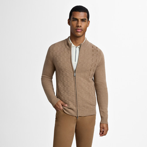 Cappuccino “Leather stitching” zipped cardigan Cappuccino “Leather stitching” zipped cardigan