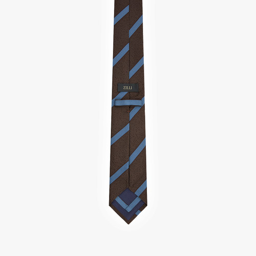 Chocolate "Club" tie, periwinkle striped