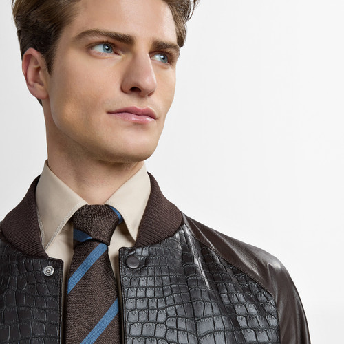 Chocolate "Club" tie, periwinkle striped, 7 cm