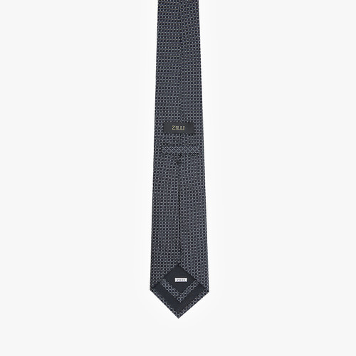 Charcoal "Wider Square” tie, geometric weave, 8 cm