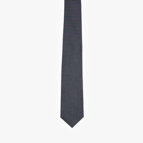 Charcoal "Wider Square” tie, geometric weave, 8 cm
