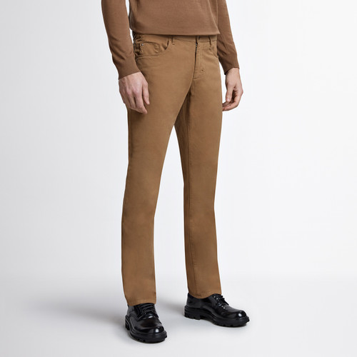 Pantalon "ZILLI & Circle" en tabac brûlé