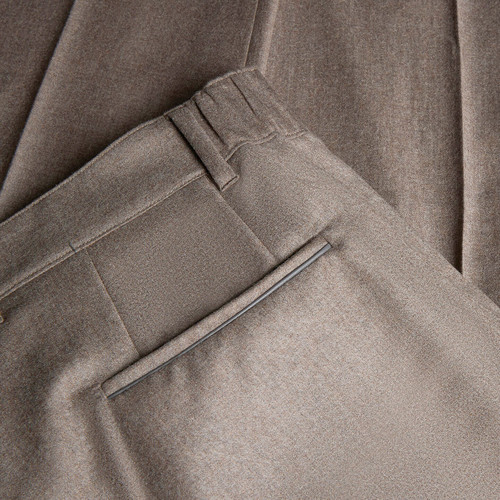 Alpaca “Piping Leather” casual trousers