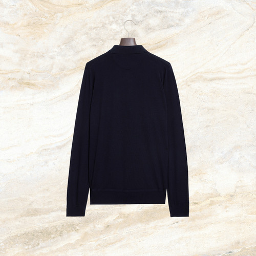 Dark navy  “Lion Piquet” zipped polo shirt