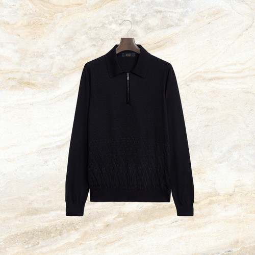 Black “Vanished Argyle” zipped polo shirt