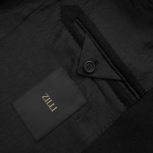 Black double-breasted coat