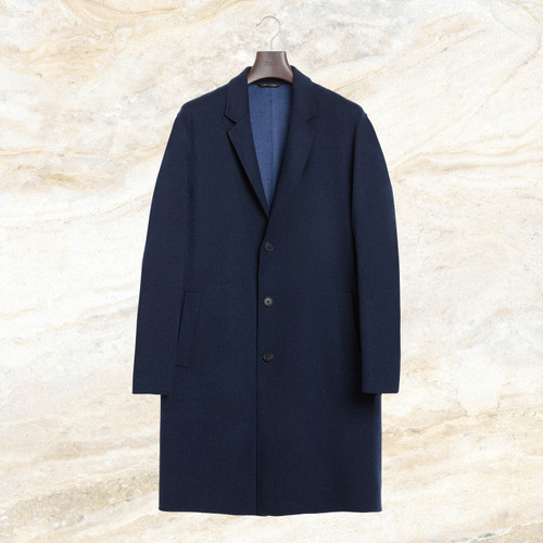 Dark blue single-breasted “Double” coat