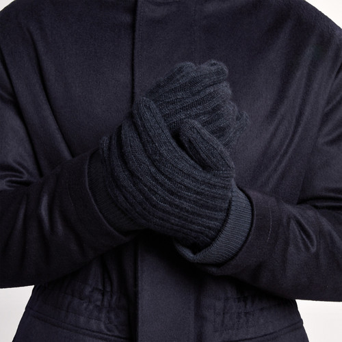 Dark navy solid color gloves