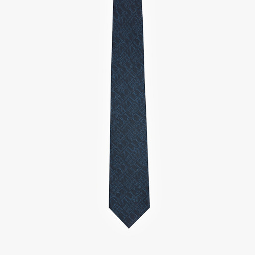 Dark navy “ZILLI Lettering” tie, 8 cm
