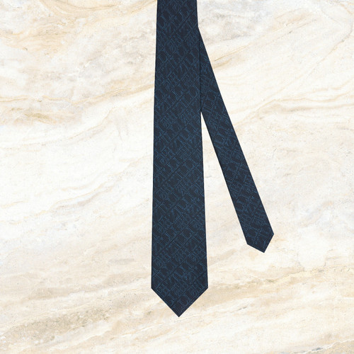 Dark navy “ZILLI Lettering” tie, 8 cm