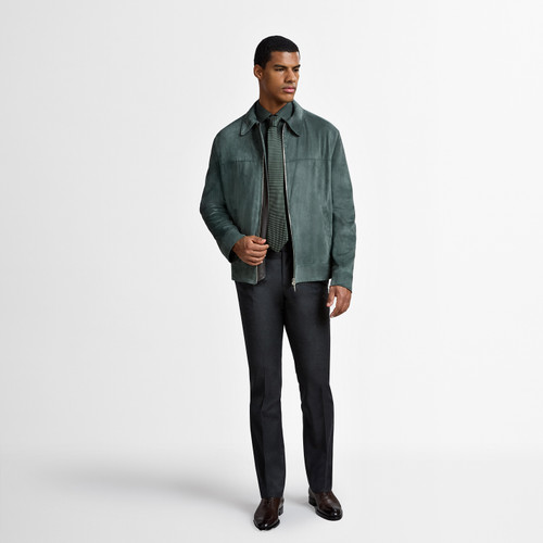 English green “Pinhead” tie with white polka dot pattern, 8 cm