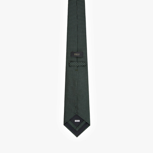 English green “Pinhead” tie with white polka dot pattern, 8 cm