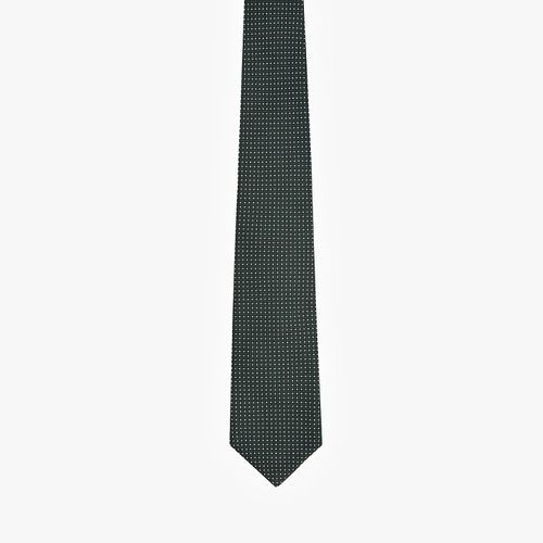 English green “Pinhead” tie with white polka dot pattern, 8 cm