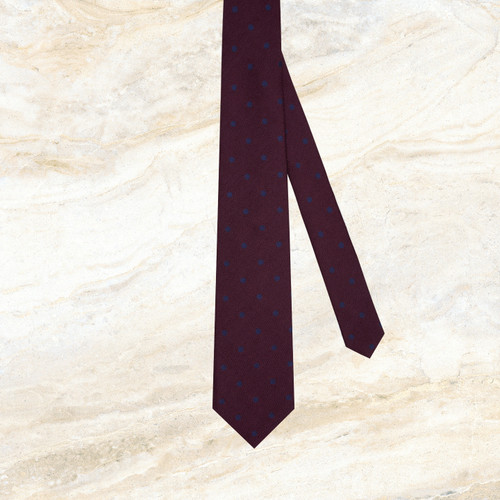 Deep cherry red “Fantasy” tie, “Big Pois” pattern, 8 cm