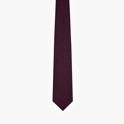 Deep cherry red “Fantasy” tie, “Big Pois” pattern, 8 cm