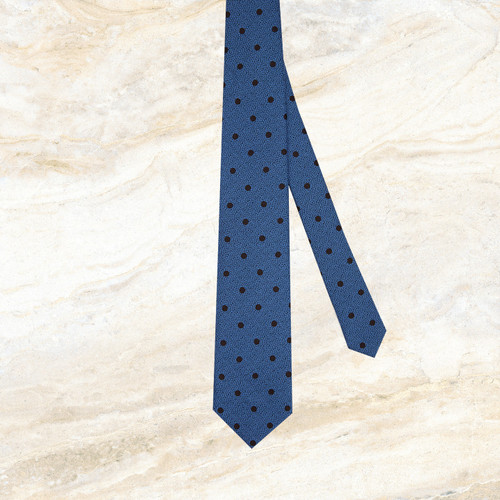 Smoke blue “Fantasy” tie, “Big Pois” pattern, 8 cm