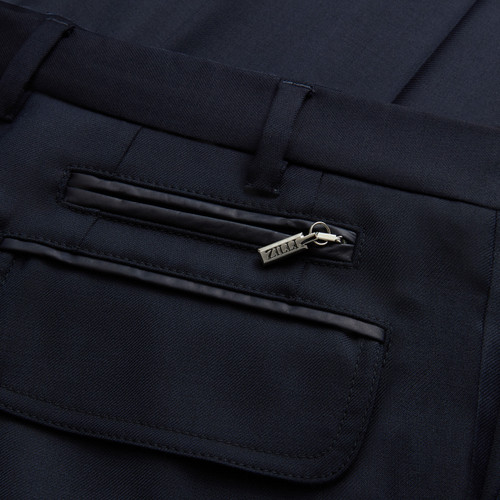 Pantalon classique "Pipping Leather" marine foncé