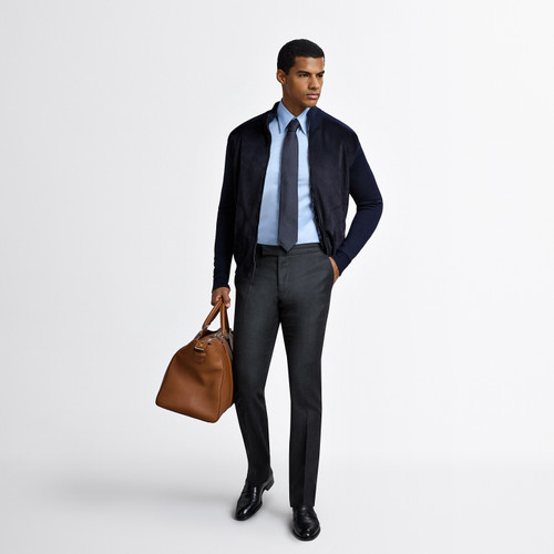 Dark navy blue "Triple stitching" zipped cardigan