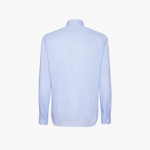 Light blue classic plain shirt "Voyageur", button-down collar