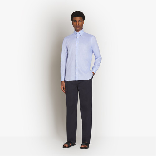 Light blue classic plain shirt "Voyageur", button-down collar