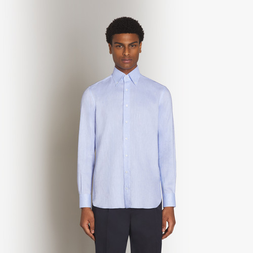 Light blue classic plain shirt "Voyageur", button-down collar