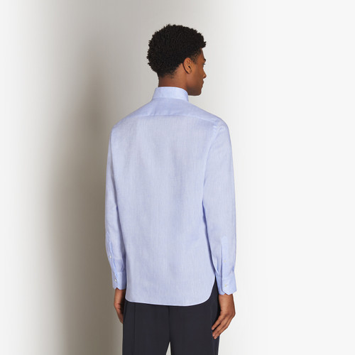 Light blue classic plain shirt "Voyageur", button-down collar