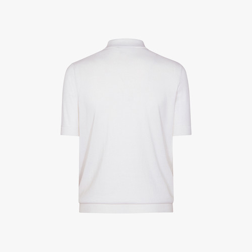 Zipped white polo shirt "Shaded Argyle"