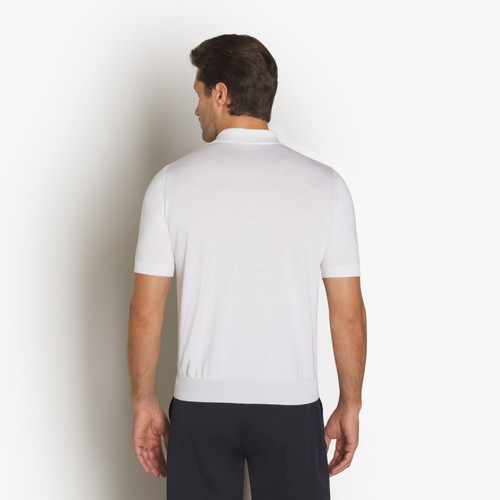 Zipped white polo shirt "Shaded Argyle"
