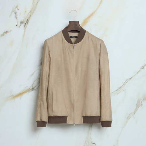 Pale caramel “ZILLI Letters” bomber jacket