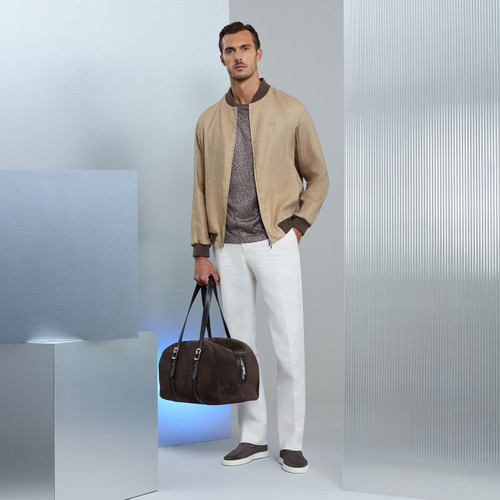 Pale caramel “ZILLI Letters” bomber jacket