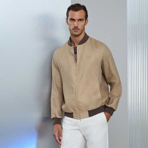 Pale caramel “ZILLI Letters” bomber jacket