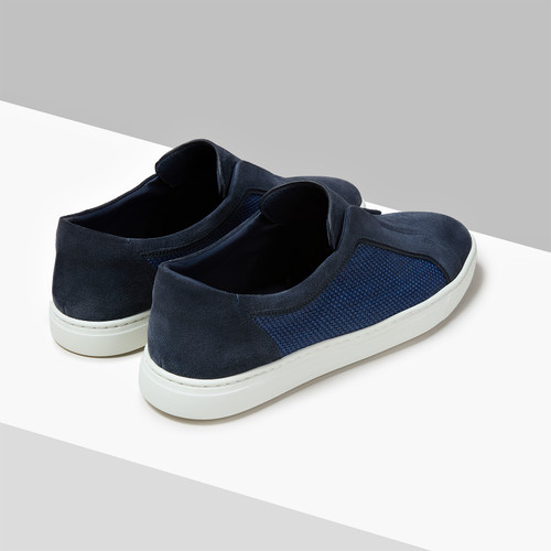 Navy blue “Piping Fabric” slip-on sneakers
