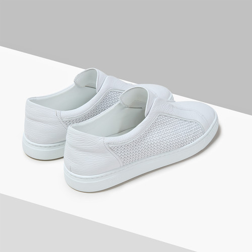 White “Piping Micro Woven” slip-on sneakers