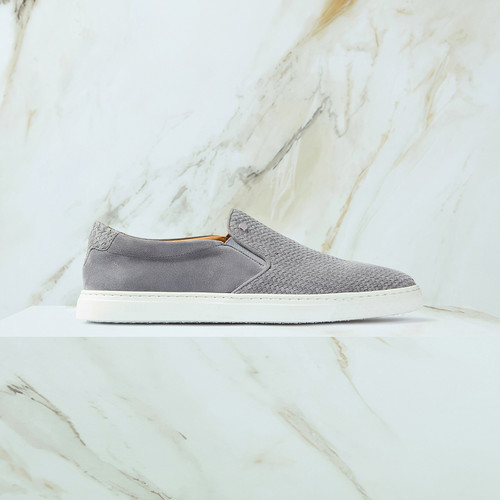 Thyme grey “Micro woven elastic” slip-on loafers
