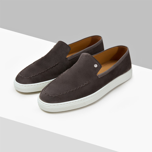 Charcoal grey “Stitching Doll” loafers