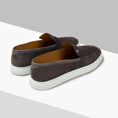 Charcoal grey “Stitching Doll” loafers