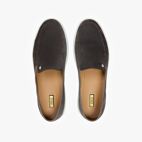 Charcoal grey “Stitching Doll” loafers