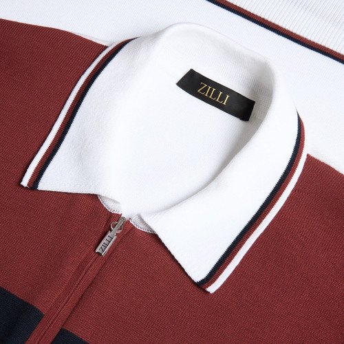 Natural white “Yacht Club” zipped polo shirt