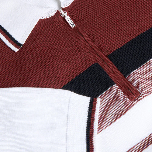 Natural white “Yacht Club” zipped polo shirt