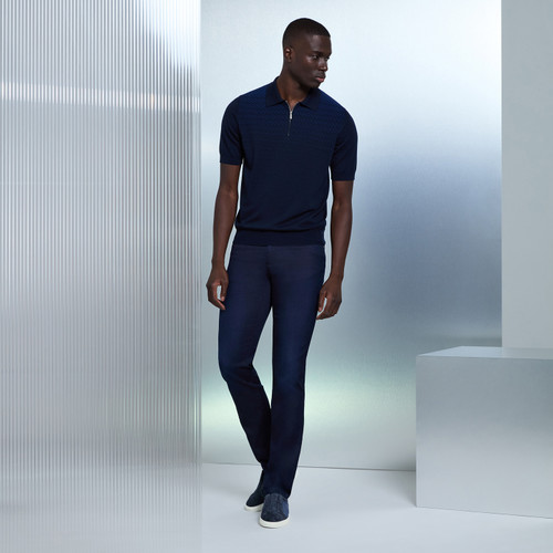 Dark navy blue “Dusk” zipped polo shirt - ZILLI
